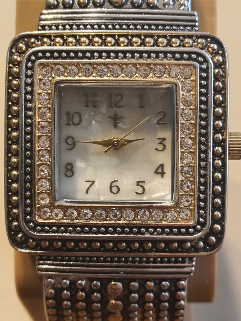🦋10/$20🦋 2 Tone/MOP Rhinestone Stainless Steel Women's Cuff Watch